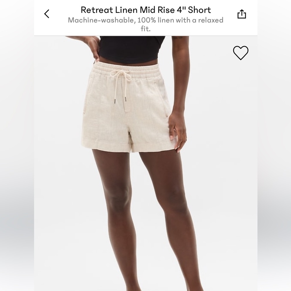 Athleta  Linen Mid Rise Shorts - white and beige size smalls